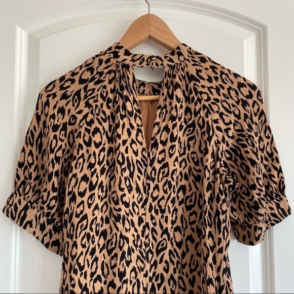 ANTHROPOLOGIE Mock Neck Cheetah Print Midi Dress - Picture 13 of 15